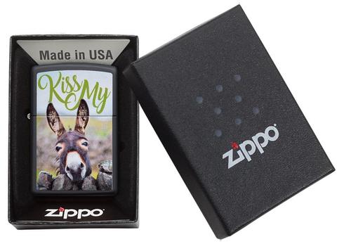 Zippo Kiss My Donkey Black Matte Pocket Lighter Zippo